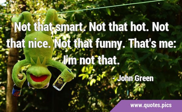Not that smart. Not that hot. Not that nice. Not that funny. That's me: I'm  not that.