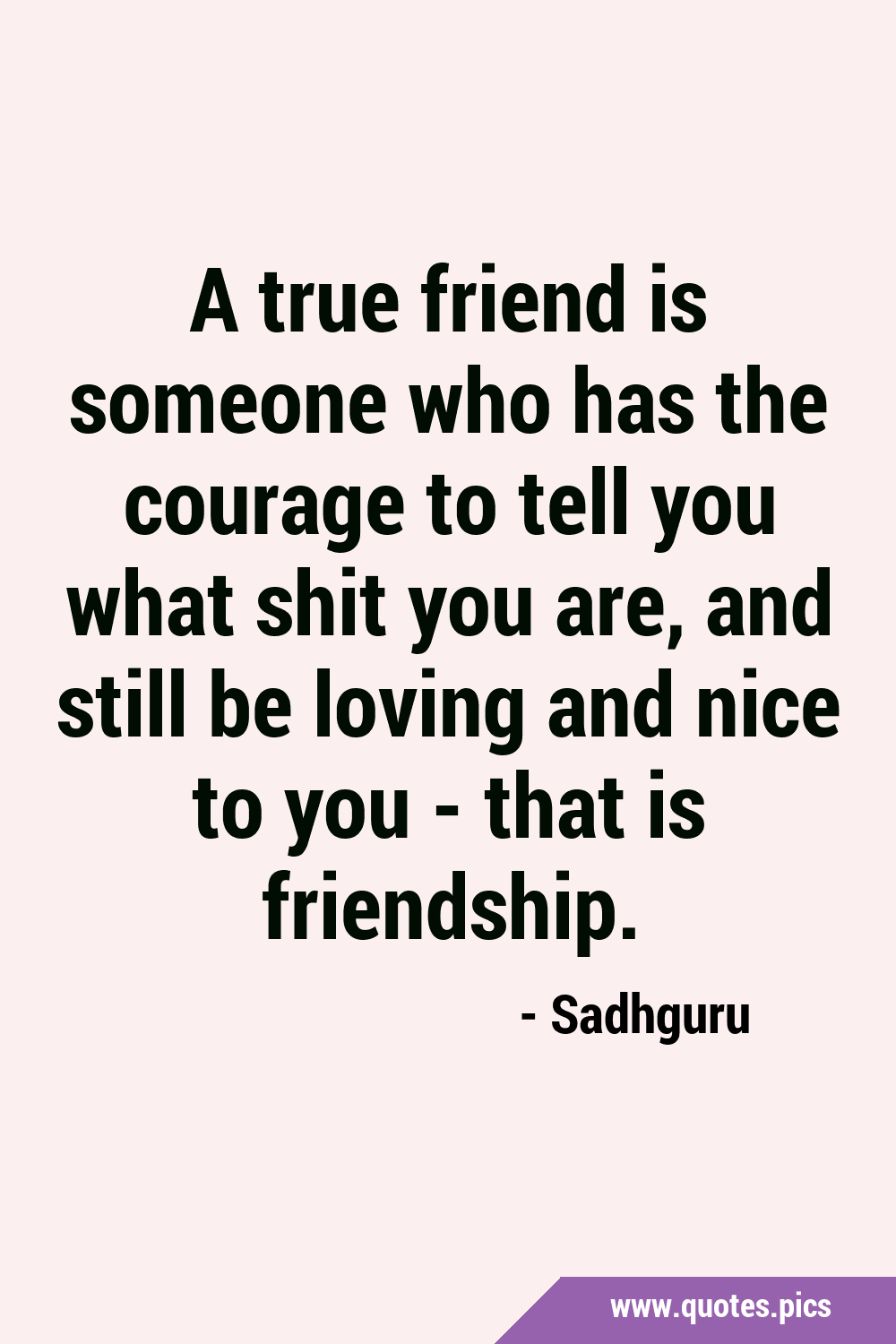 A true friend is someone who has the courage to tell you what shit you ...